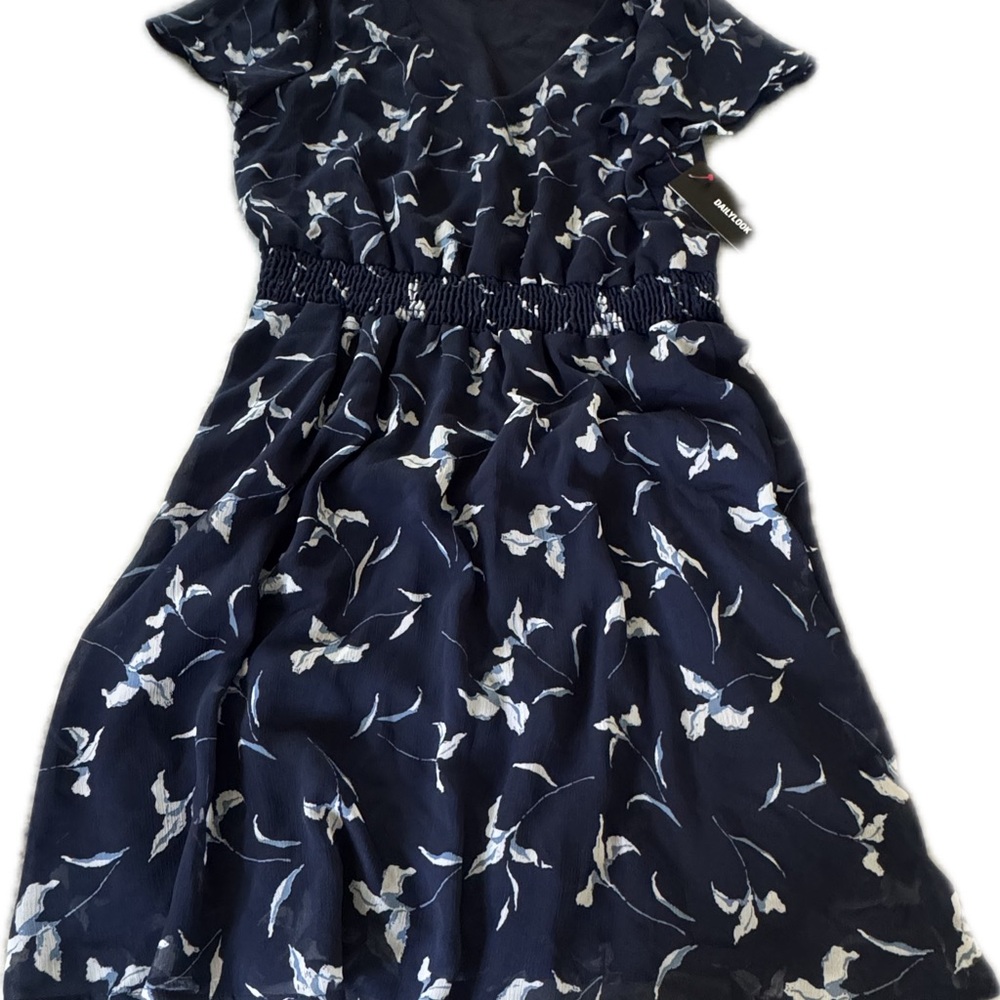 Gilli Midnight Blue Kids Dress with Floral Design